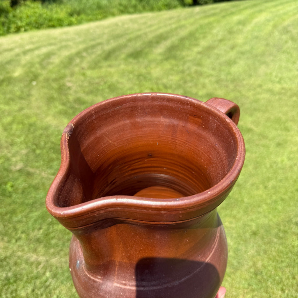 Antique 1860s Milk Water Pitcher Stoneware Primitive Northeastern Albany Slip