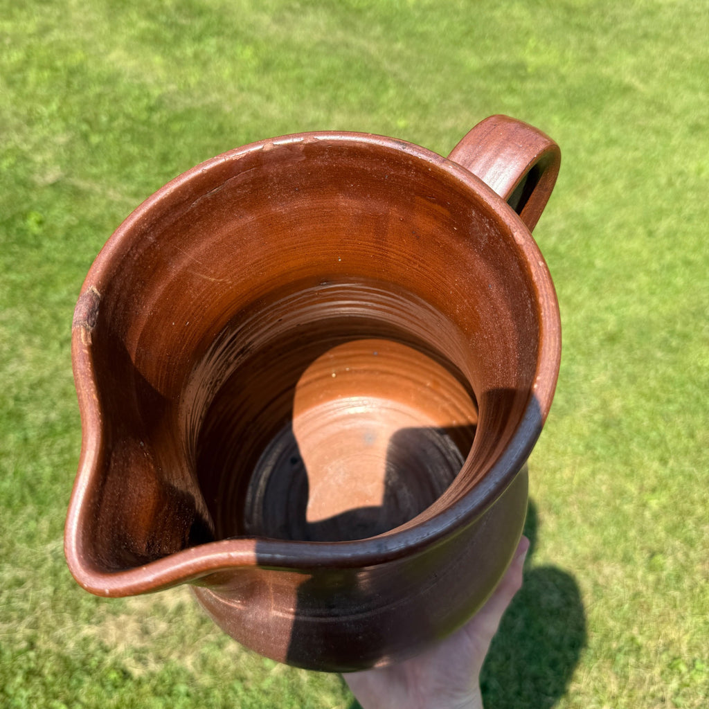 Antique 1860s Milk Water Pitcher Stoneware Primitive Northeastern Albany Slip