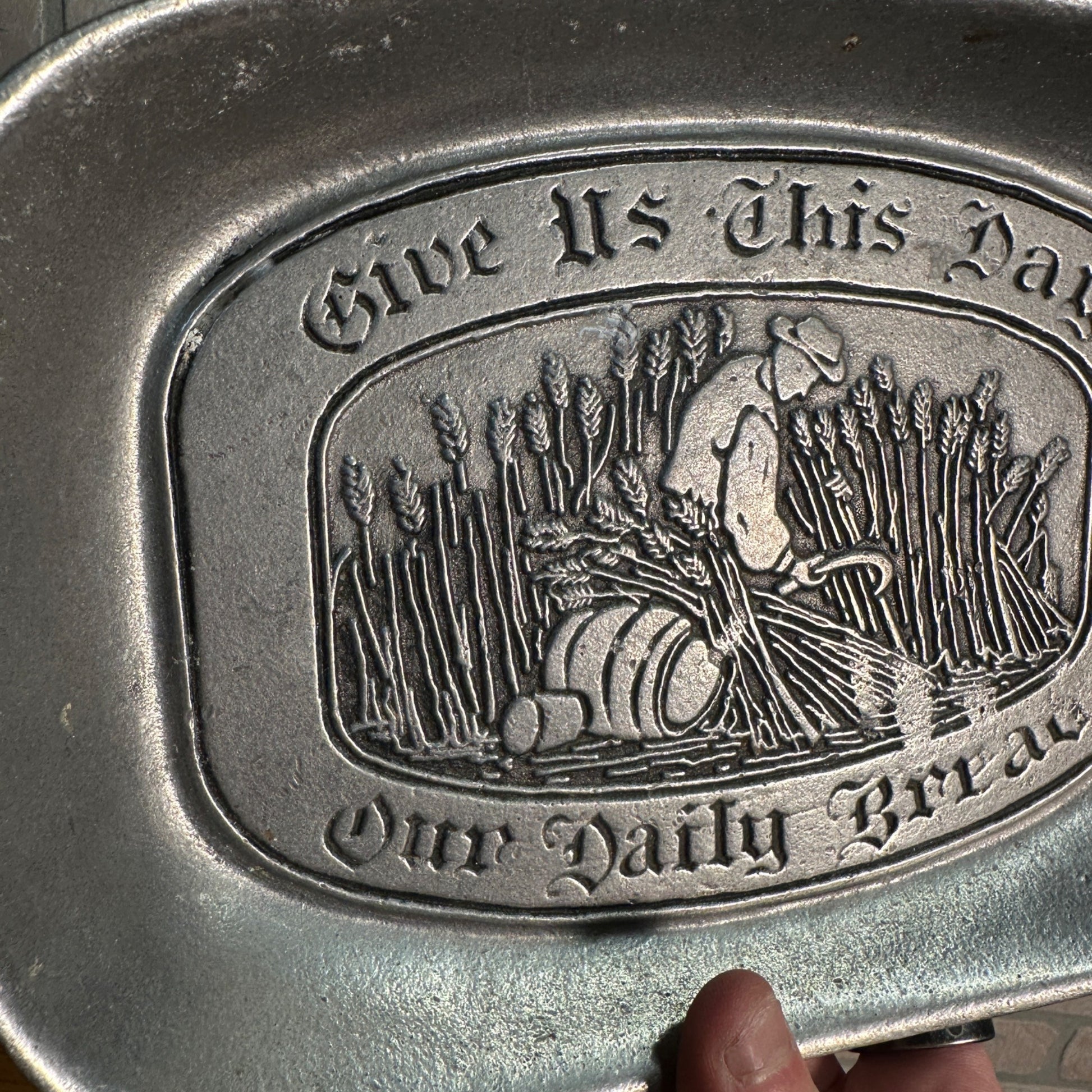 Vintage Wilton Armetale Pewter Bread Tray "Give Us This Day Our Daily Bread”