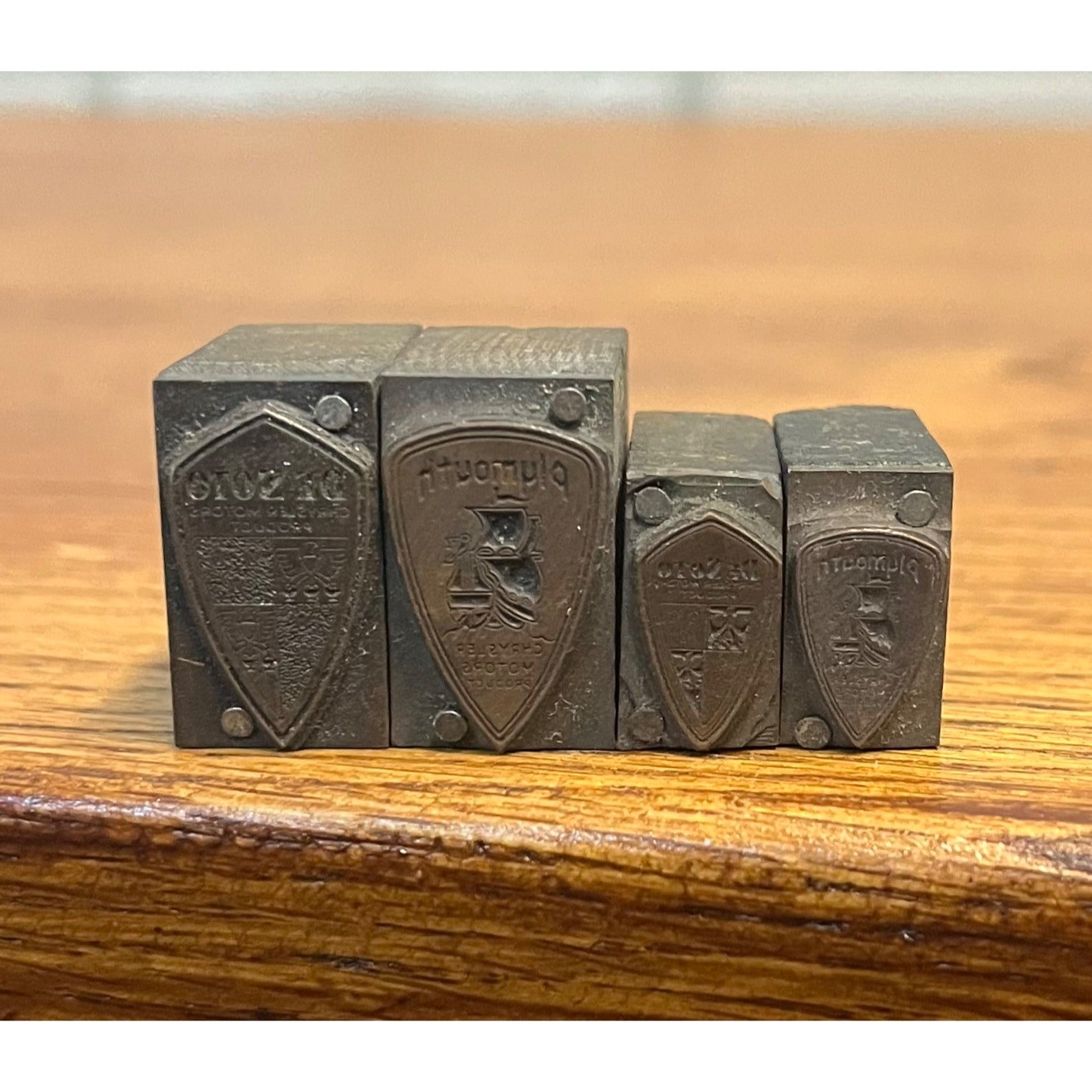 Vintage Plymouth DeSoto Chrysler Motors Letterpress Printing Blocks Lot (4)
