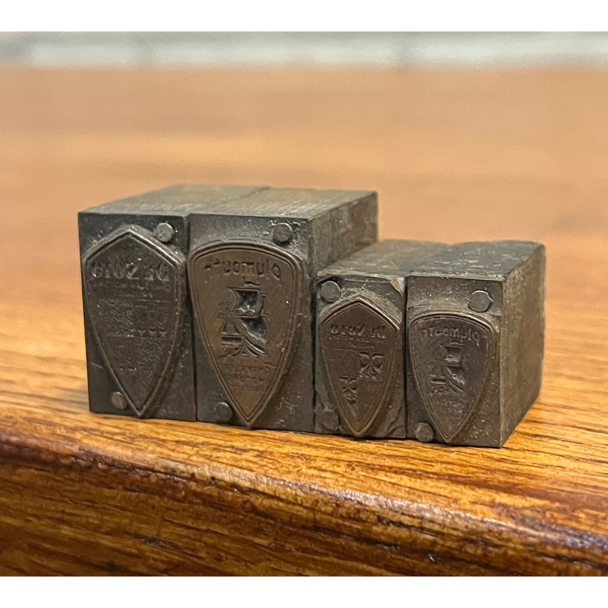 Vintage Plymouth DeSoto Chrysler Motors Letterpress Printing Blocks Lot (4)