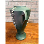 Large 16" Roseville Foxglove Green Double Handled ArtDeco Flower Vase 55-16