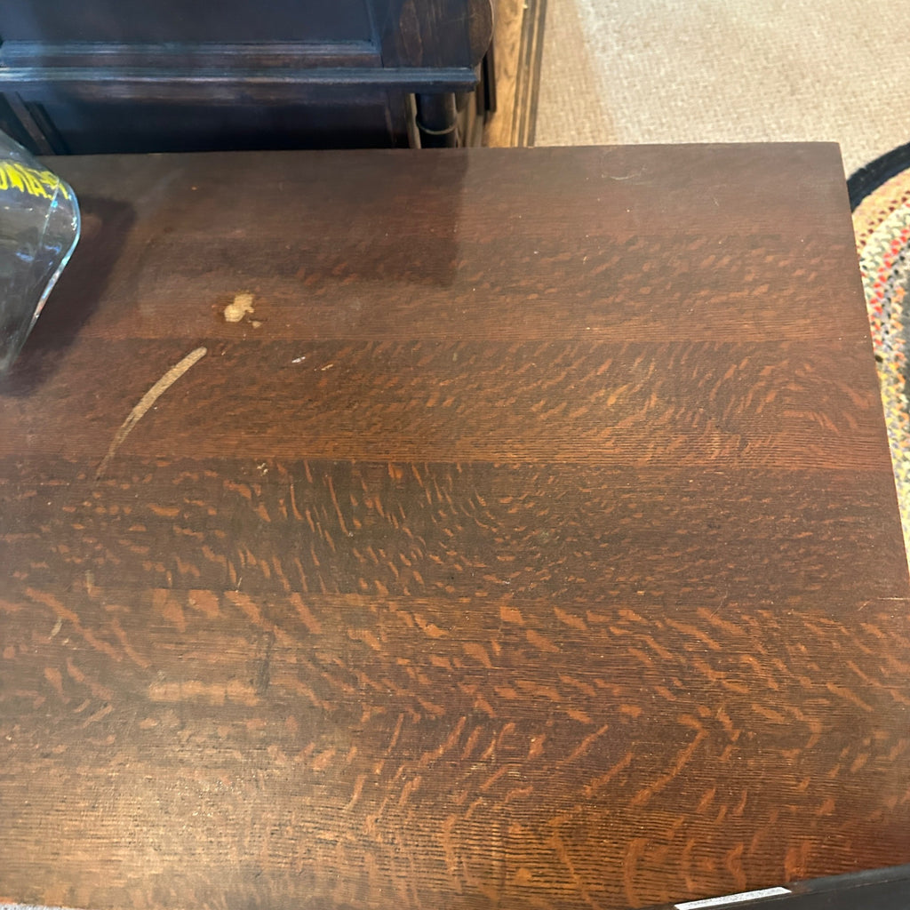 Antique Quartersawn Oak Wooden Library Table Desk w/ Drawer