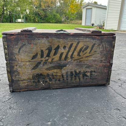 Pre-Prohibition Large Miller Beer Milwaukee Wis Wooden Crate for 24oz Bottles