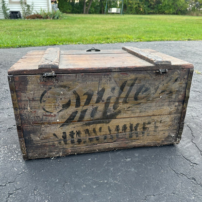 Pre-Prohibition Large Miller Beer Milwaukee Wis Wooden Crate for 24oz Bottles