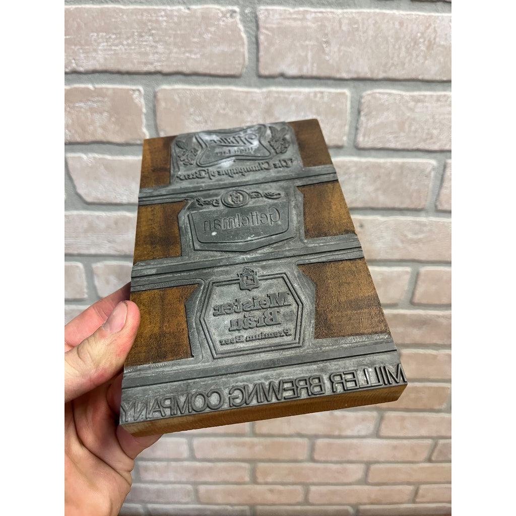 RARE Vintage 1950s Miller Brewing Co. Beer Letterpress Printing Block Gettelman