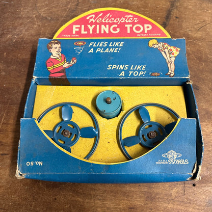 Vintage Tin Lithographed Helicopter Flying Top Set No. 50 by Ferdinand Strauss