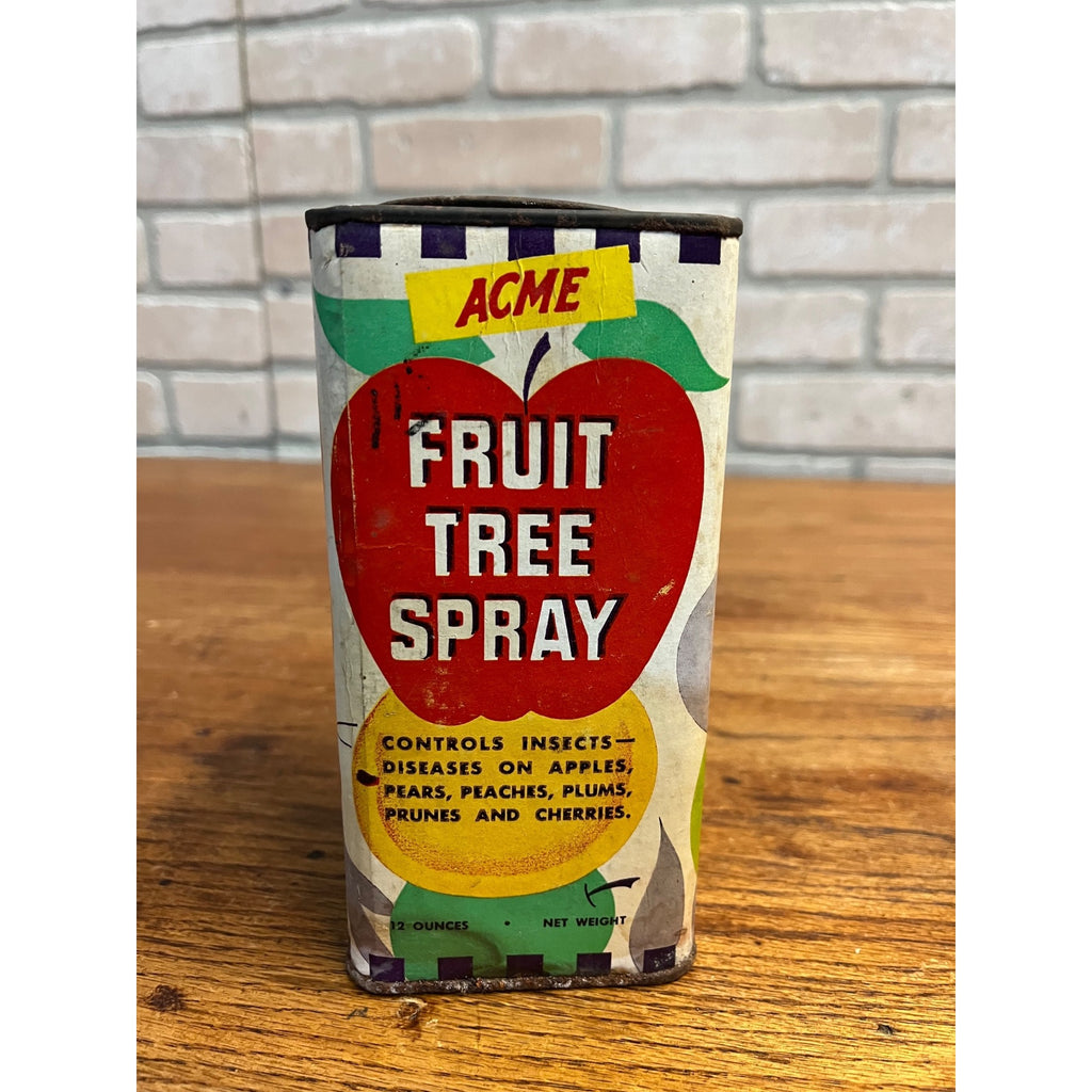 Vintage 1950s ACME Fruit Tree Spray Powder Can Advertising Farm Detroit Michigan