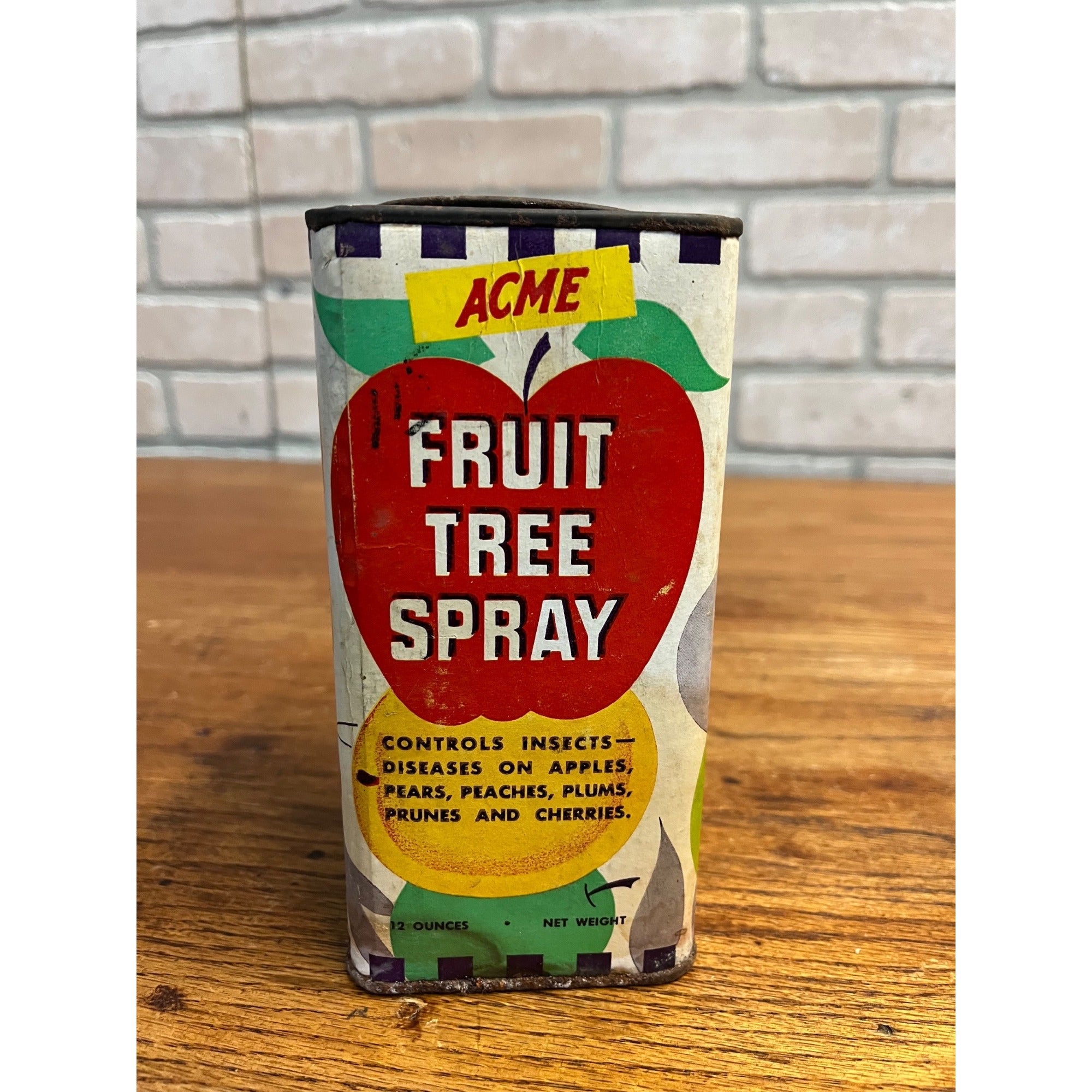 Vintage 1950s ACME Fruit Tree Spray Powder Can Advertising Farm Detroit Michigan
