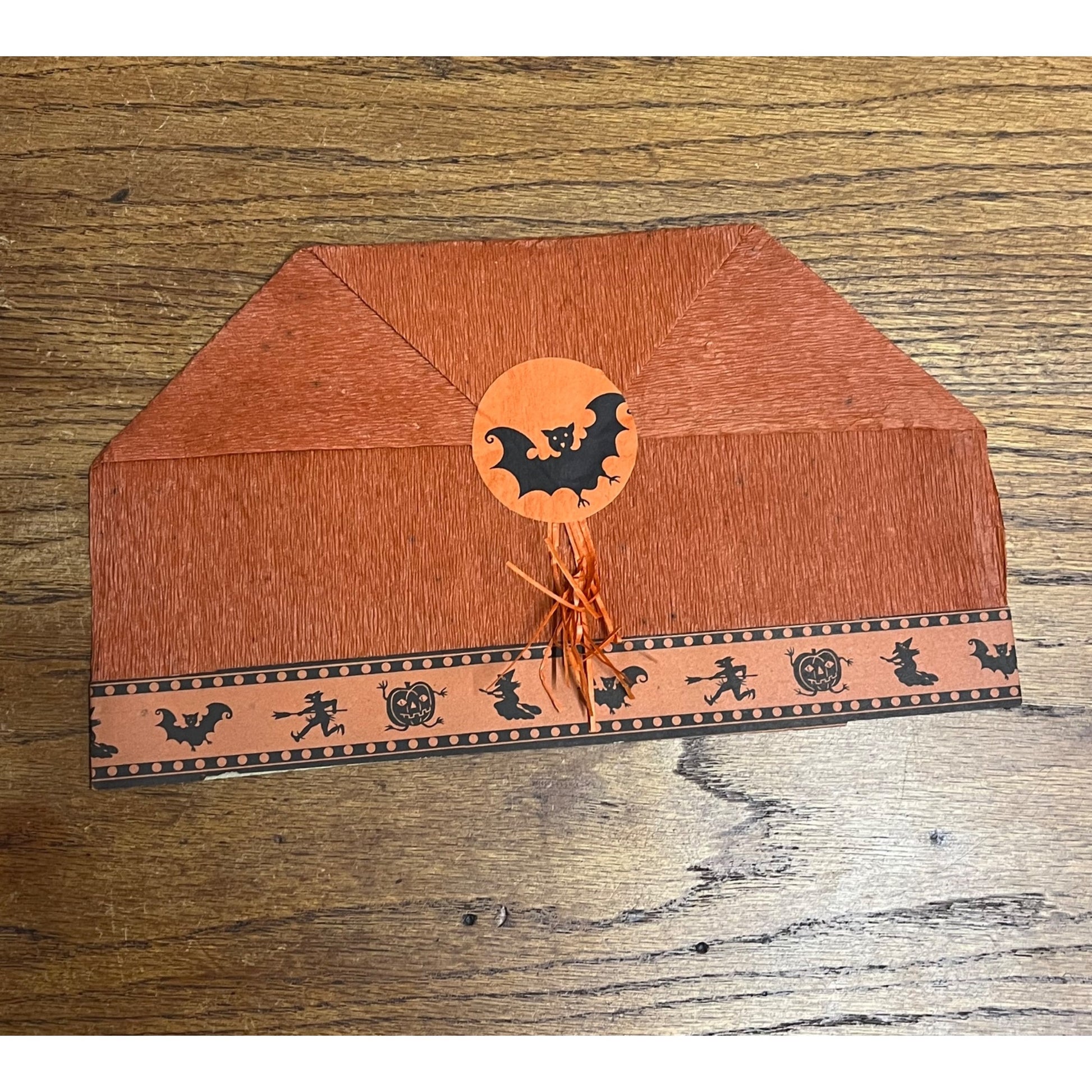 Vintage 1930s Halloween Party Costume Hat Crepe Tissue Paper Bat Witch JOL