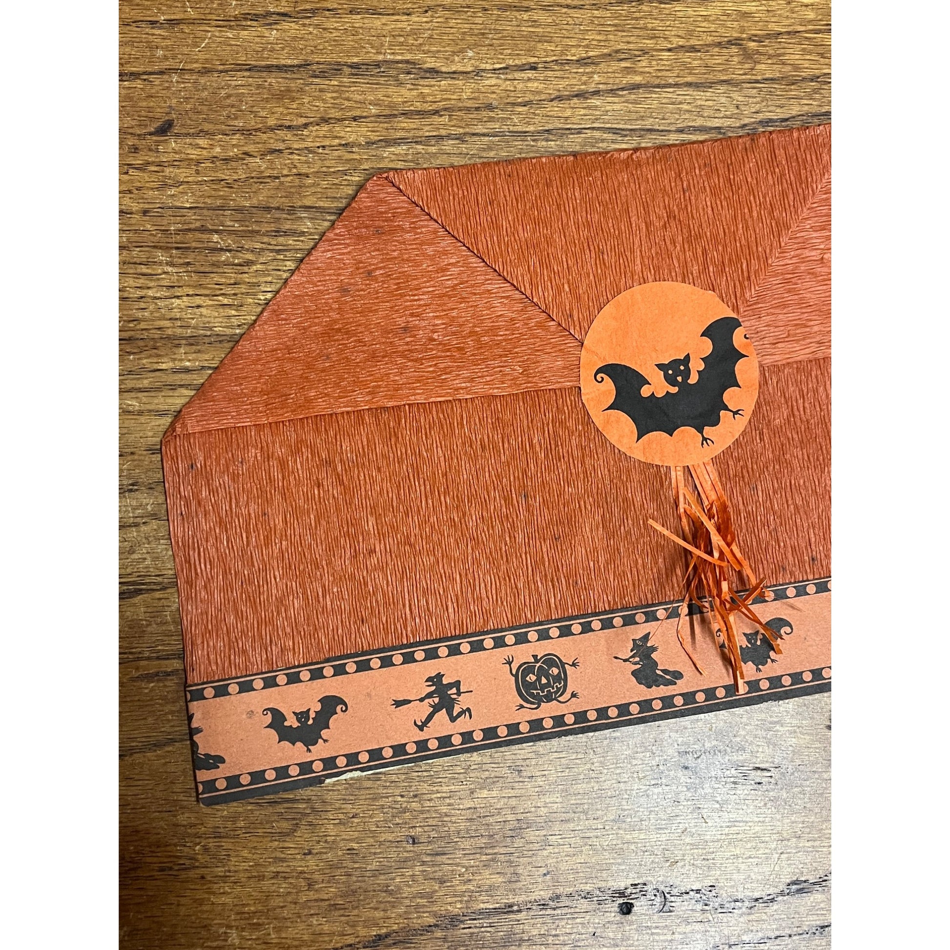 Vintage 1930s Halloween Party Costume Hat Crepe Tissue Paper Bat Witch JOL