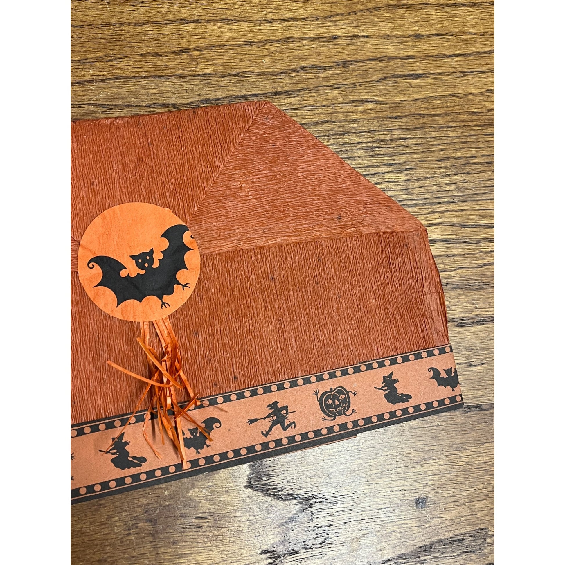 Vintage 1930s Halloween Party Costume Hat Crepe Tissue Paper Bat Witch JOL