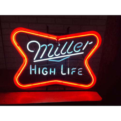 Vintage Miller High Life Beer Neon Lighted Bar Sign Advertising - Works - READ