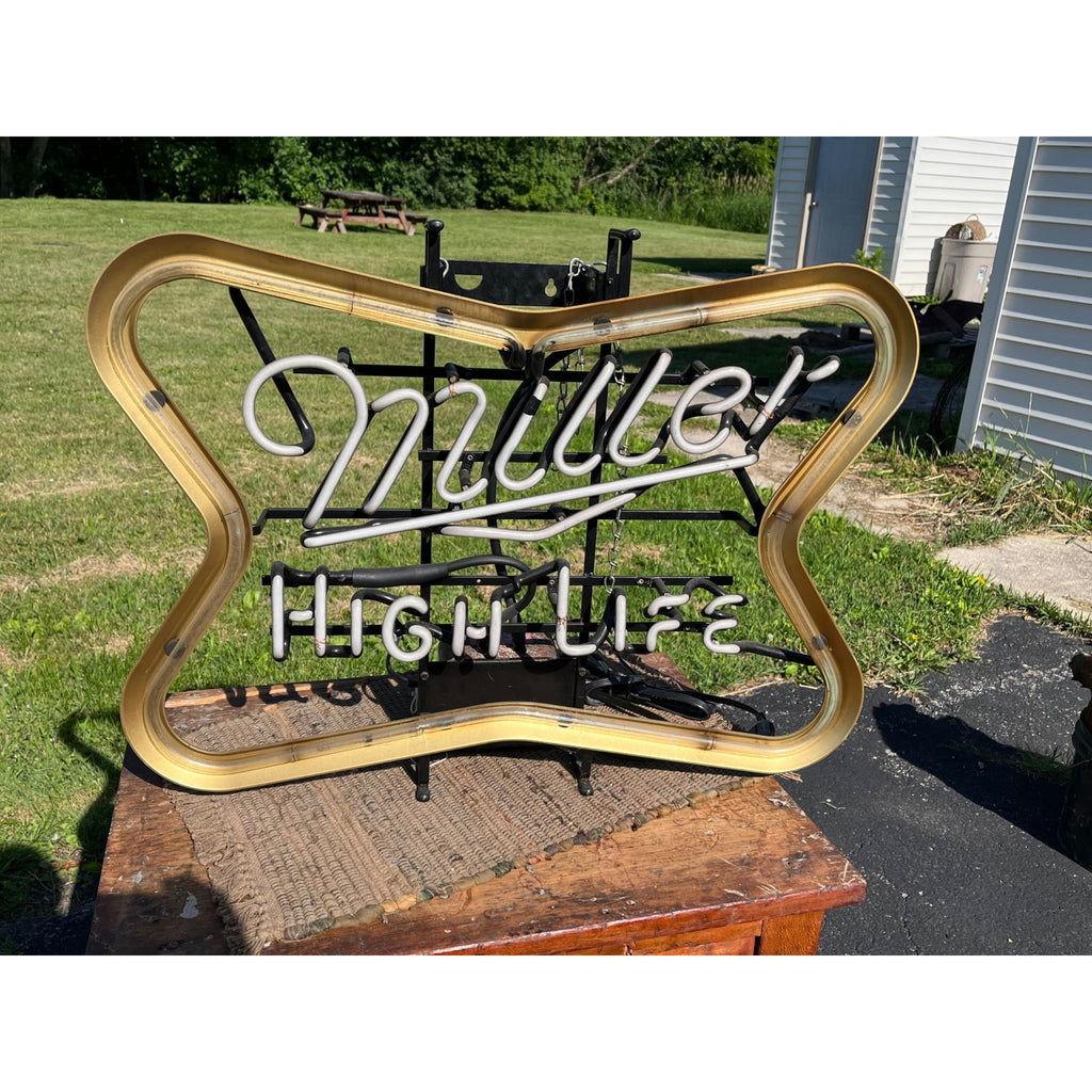 Vintage Miller High Life Beer Neon Lighted Bar Sign Advertising - Works - READ
