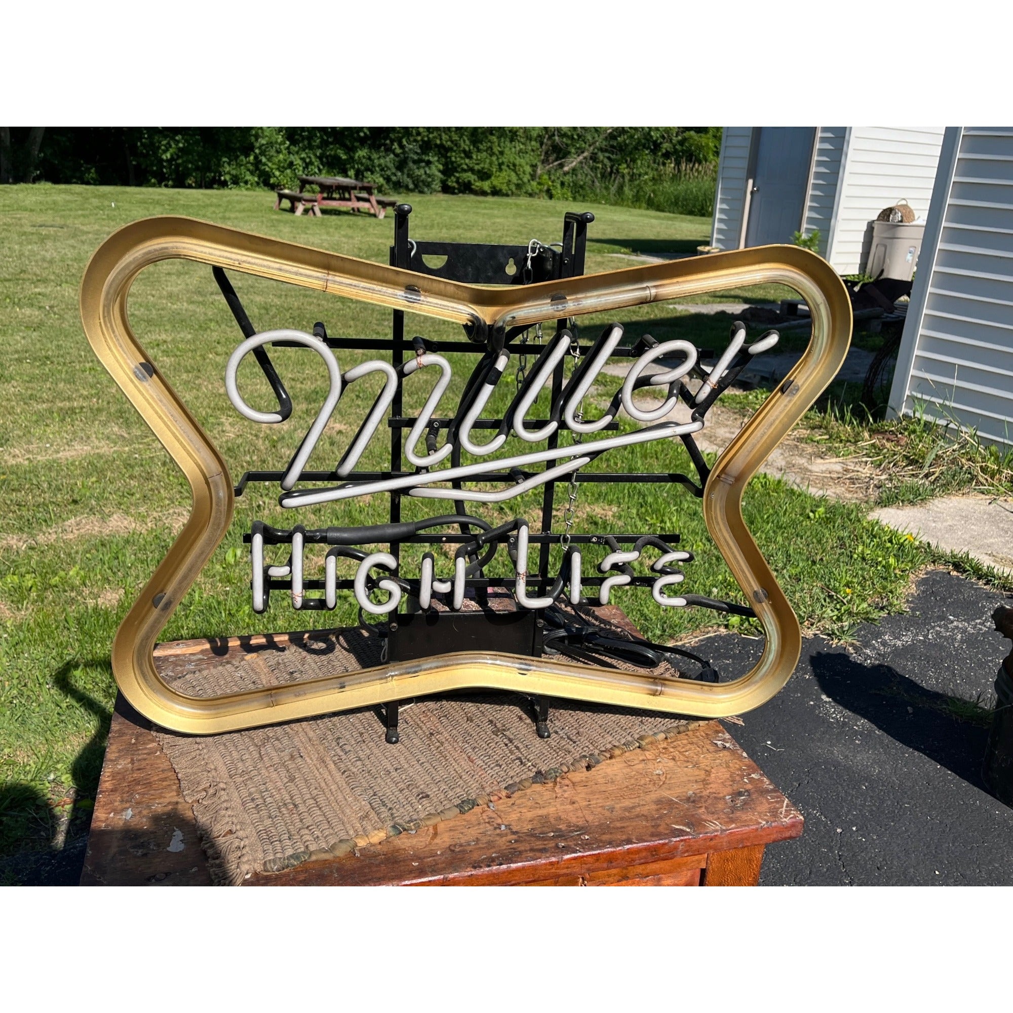 Vintage Miller High Life Beer Neon Lighted Bar Sign Advertising - Works - READ