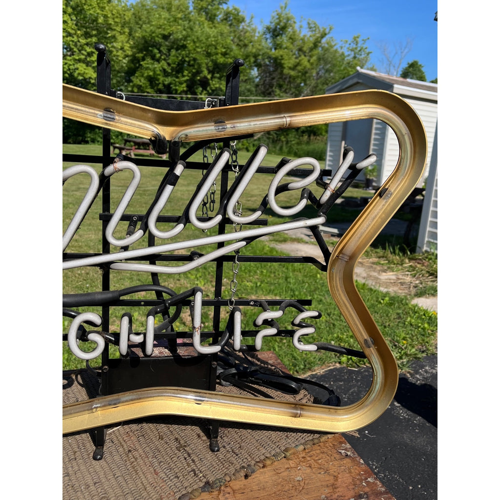 Vintage Miller High Life Beer Neon Lighted Bar Sign Advertising - Works - READ