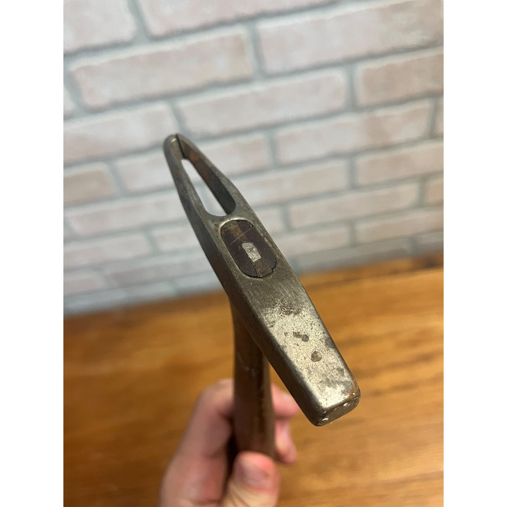 Vintage Antique Tack Hammer Head w/ Handle 7oz Square Face Slotted Tack Puller