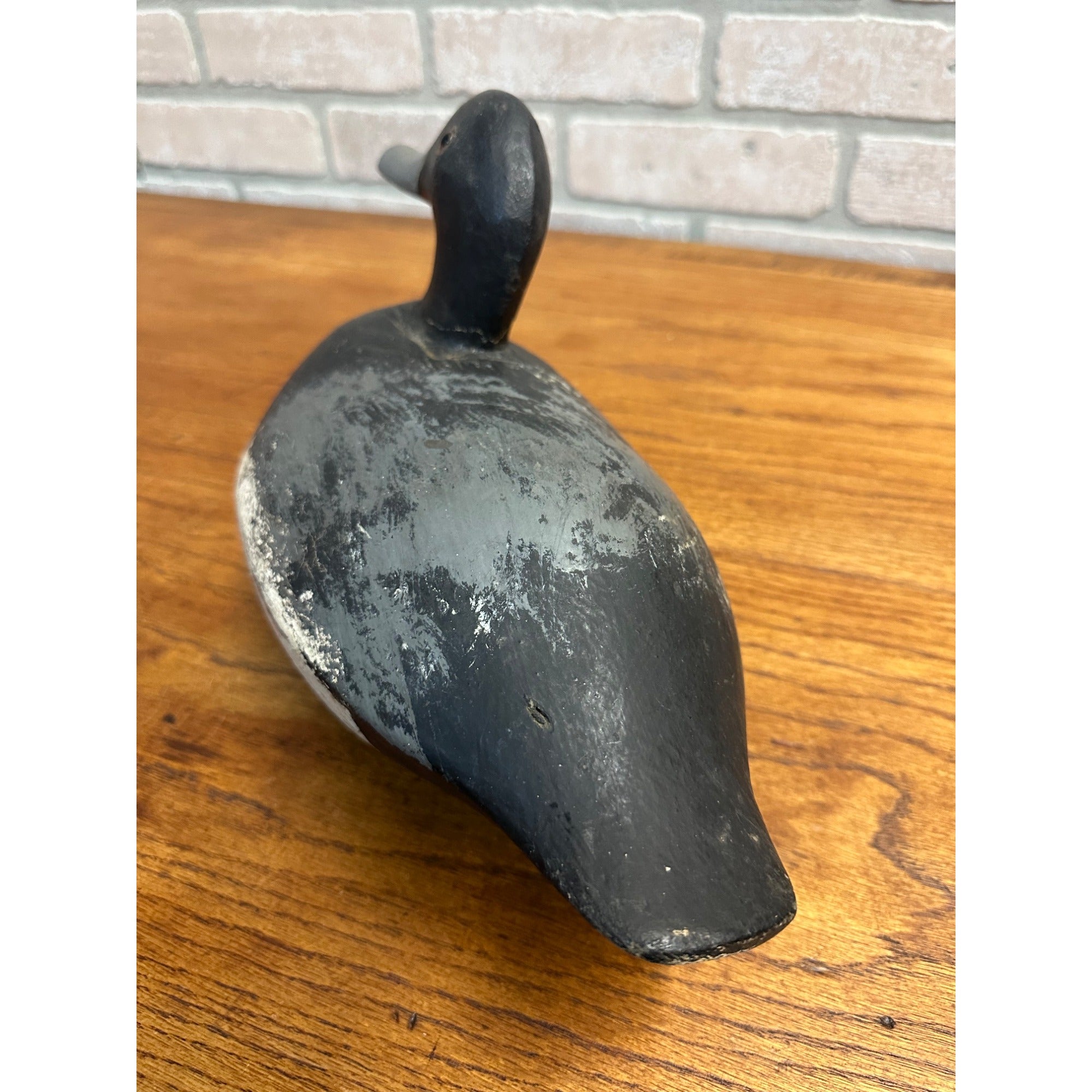 Antique Vintage Bluebill Hen Wood Decoy Glass Eye Wisconsin Find