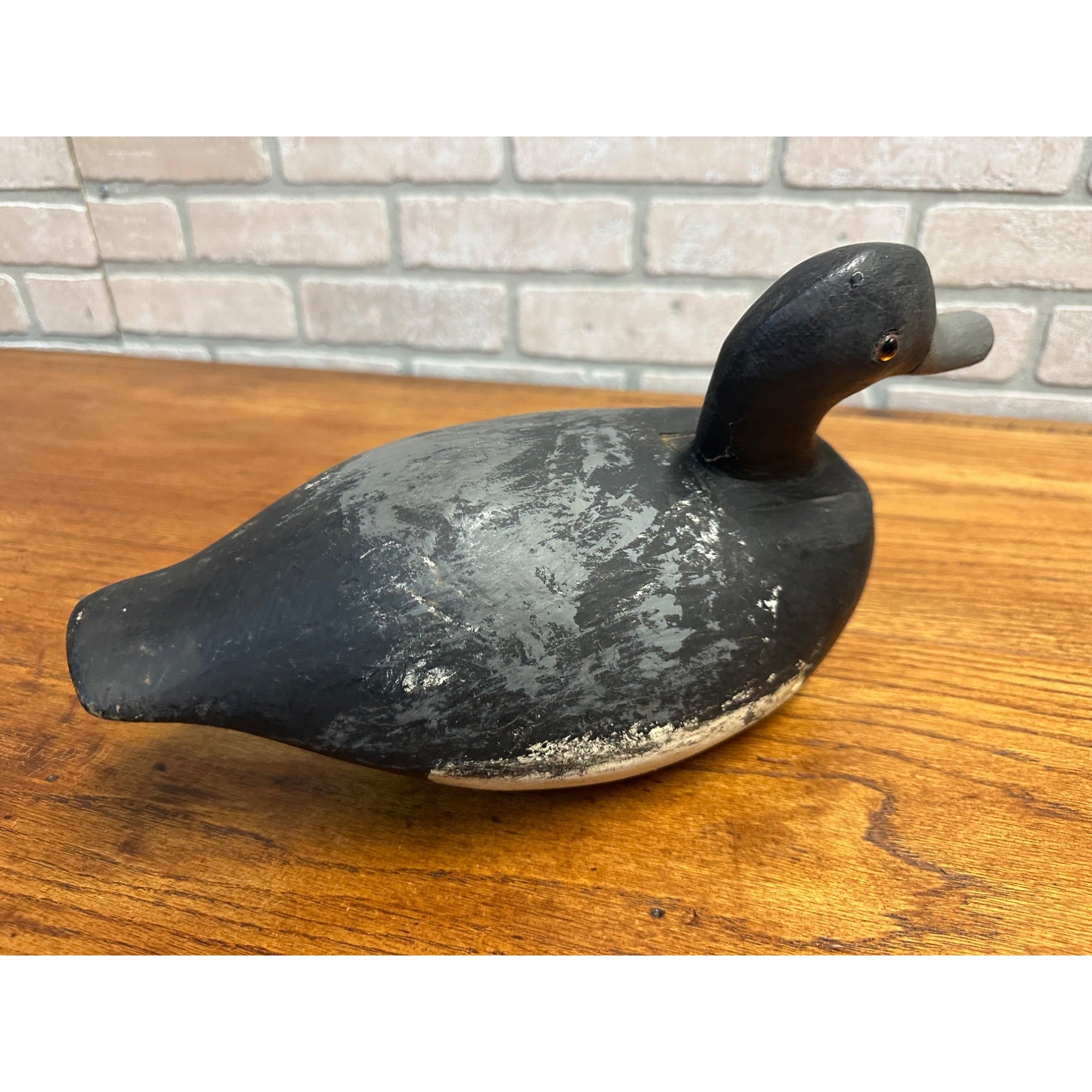 Antique Vintage Bluebill Hen Wood Decoy Glass Eye Wisconsin Find