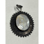 Vintage MOP Mother of Pearl Religious Cameo Pendant Virgin Mother Mary