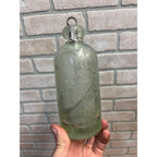 John Graf Milwaukee Wis Aqua Blue Glass Soda Bottle Blob Top Octagon Base WI