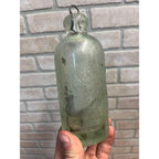 John Graf Milwaukee Wis Aqua Blue Glass Soda Bottle Blob Top Octagon Base WI