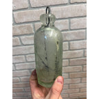 John Graf Milwaukee Wis Aqua Blue Glass Soda Bottle Blob Top Octagon Base WI