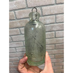 John Graf Milwaukee Wis Aqua Blue Glass Soda Bottle Blob Top Octagon Base WI