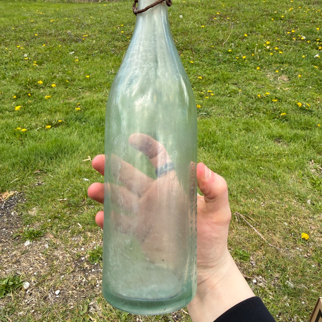 1910s E.L.Husting Milwaukee Wis. 1 Pint 12oz Bottle Soda Wisconsin Aqua Blue