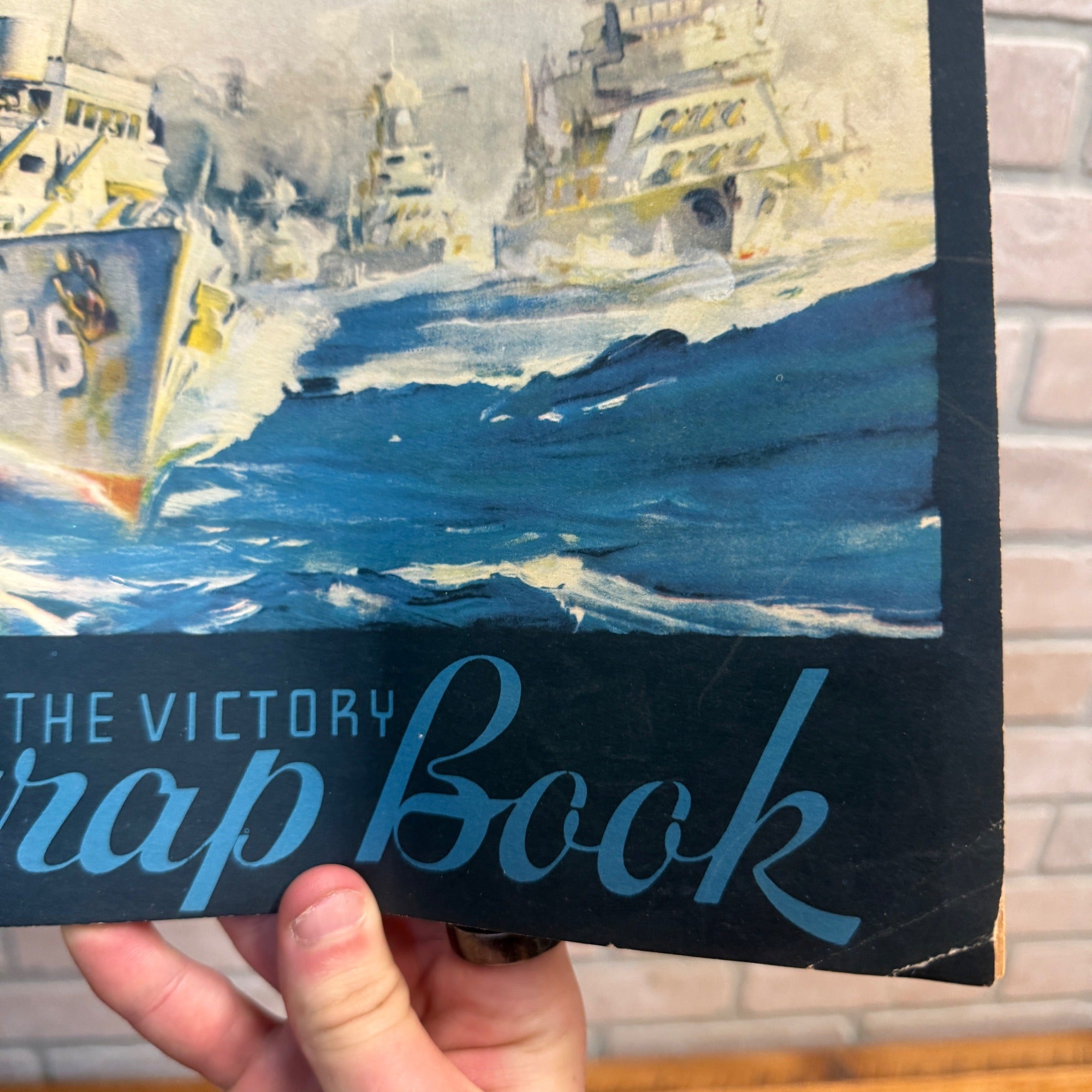 Vintage The Victory Scrapbook Postcard Album WW2 Navy Ship & Planes