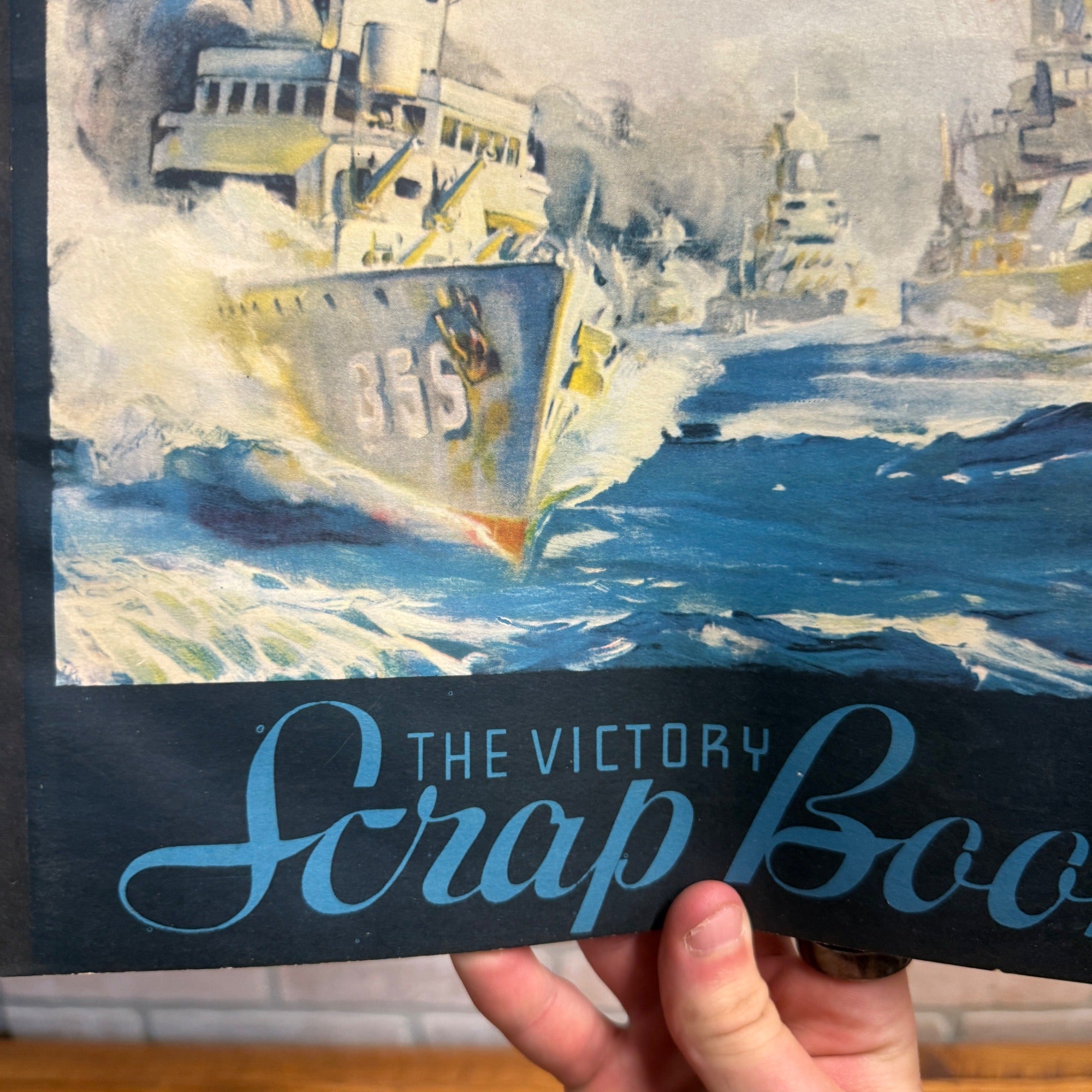 Vintage The Victory Scrapbook Postcard Album WW2 Navy Ship & Planes