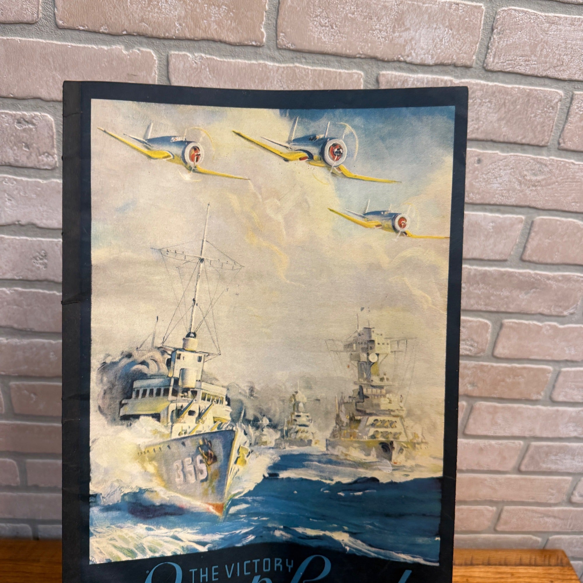 Vintage The Victory Scrapbook Postcard Album WW2 Navy Ship & Planes