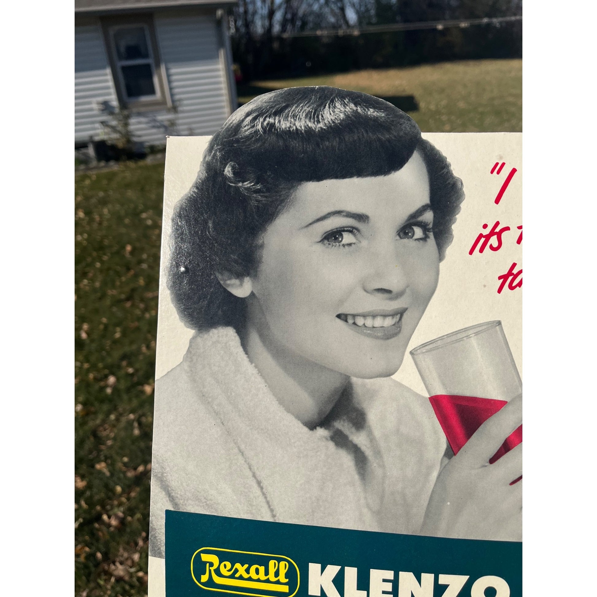 Vintage Rexall Mouth Wash Cardboard Advertising Easel Sign Drug Store Display