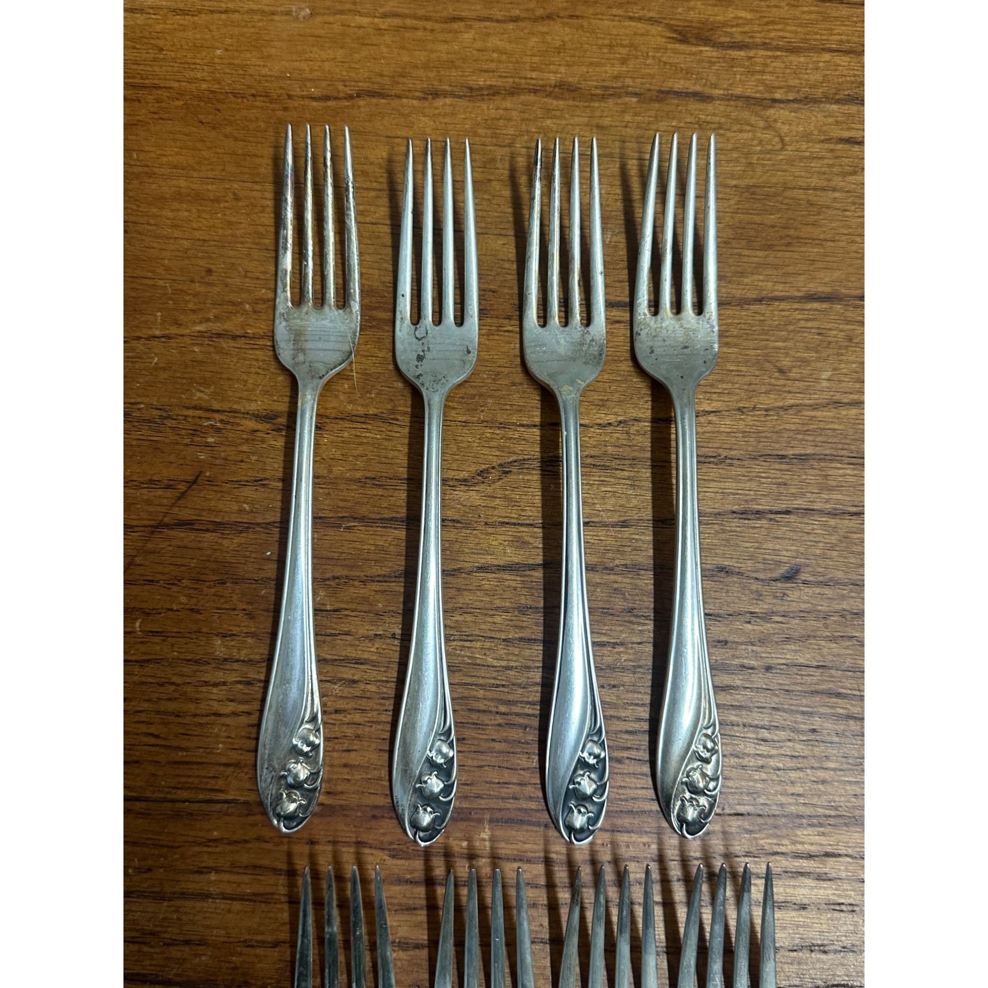 Gorham Lily of the Valley Sterling Silver Dinner Forks Lot (8) - 339 Grams G