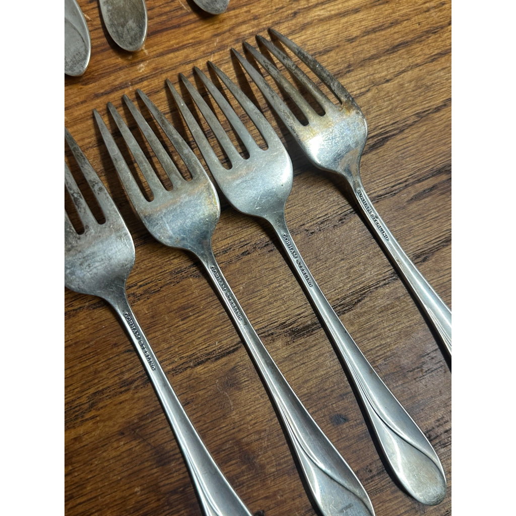 Gorham Lily of the Valley Sterling Silver Dinner Forks Lot (8) - 339 Grams G