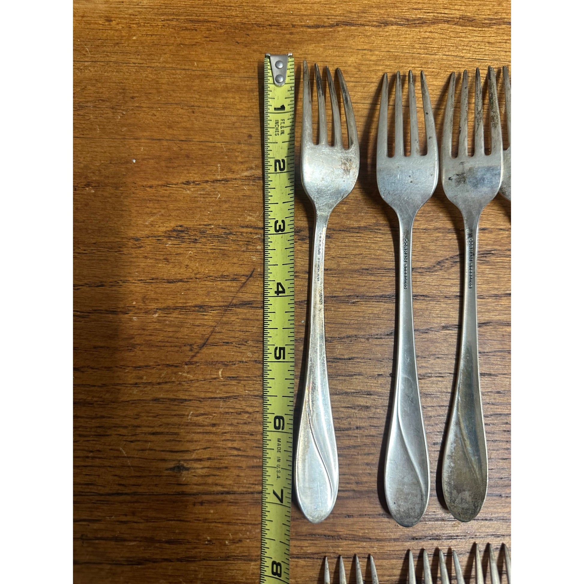 Gorham Lily of the Valley Sterling Silver Dinner Forks Lot (8) - 339 Grams G