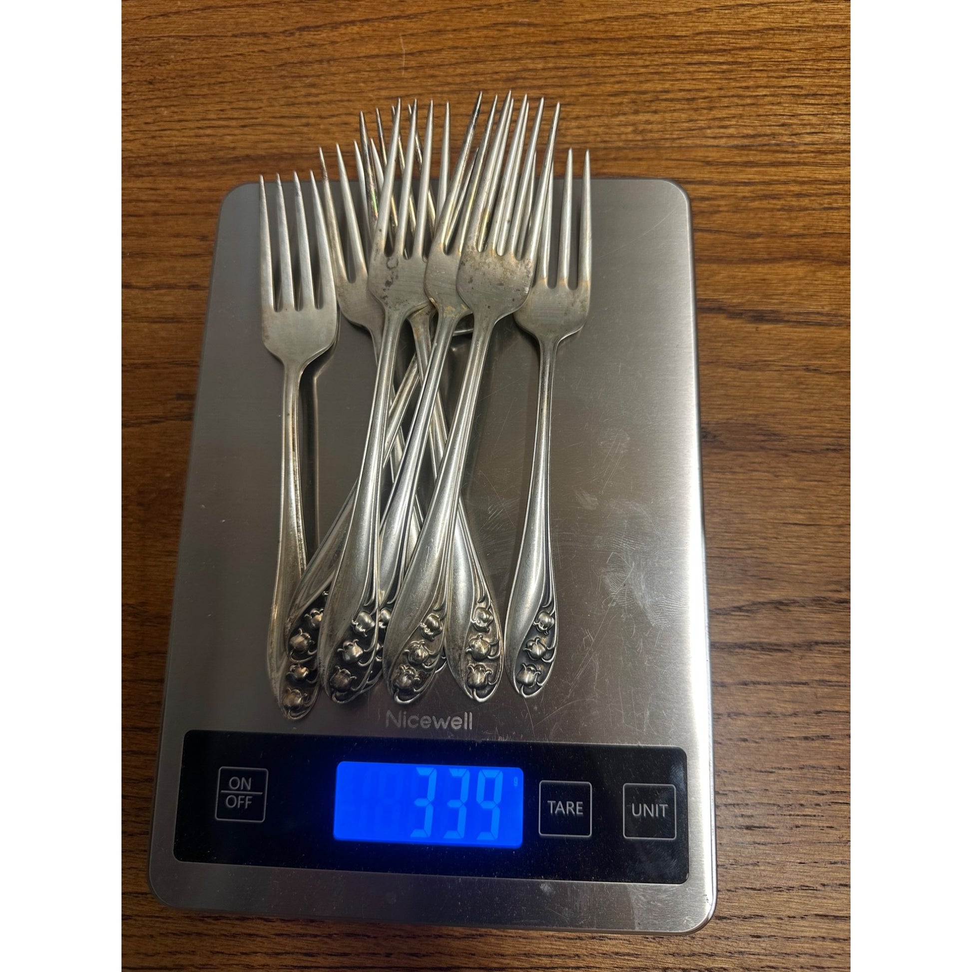 Gorham Lily of the Valley Sterling Silver Dinner Forks Lot (8) - 339 Grams G