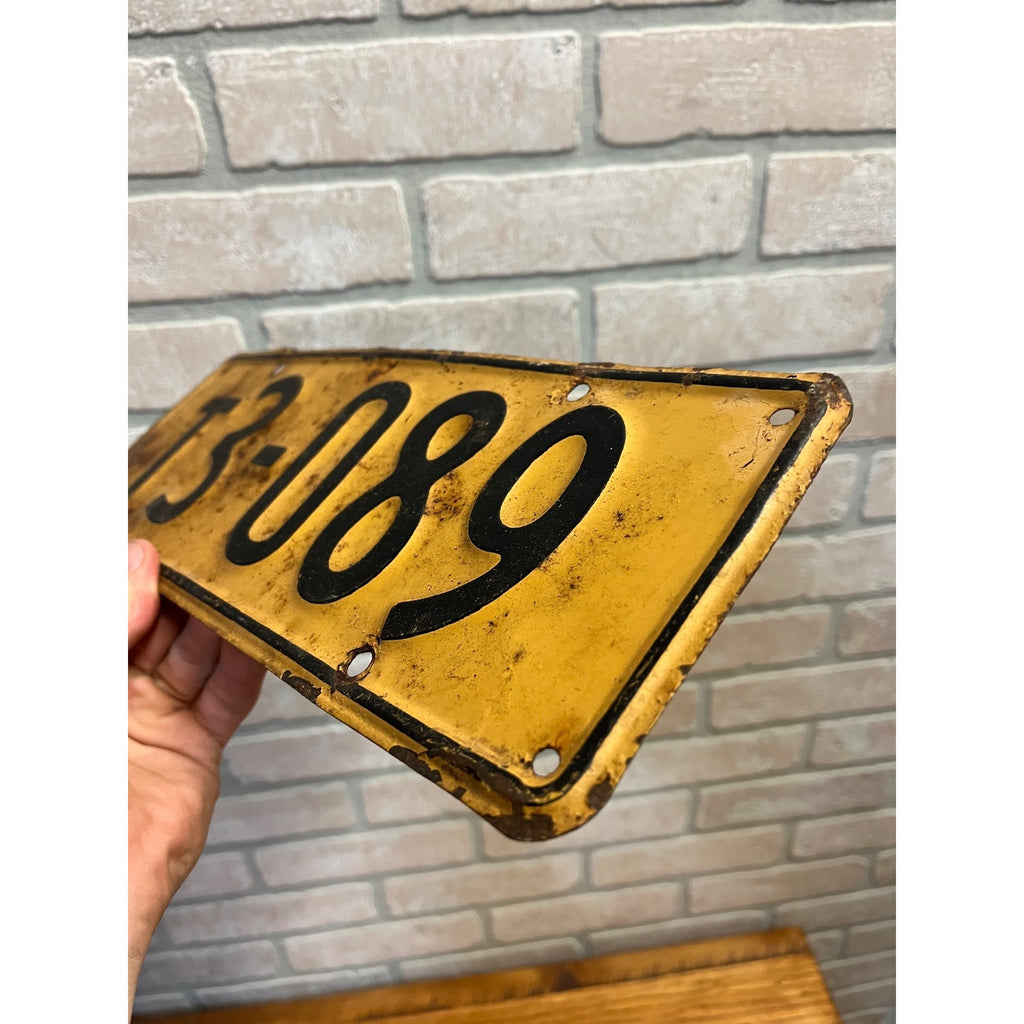 RARE Vintage UK Taxi Plate 13-089 Embossed Steel British Automobilia 1946-1951