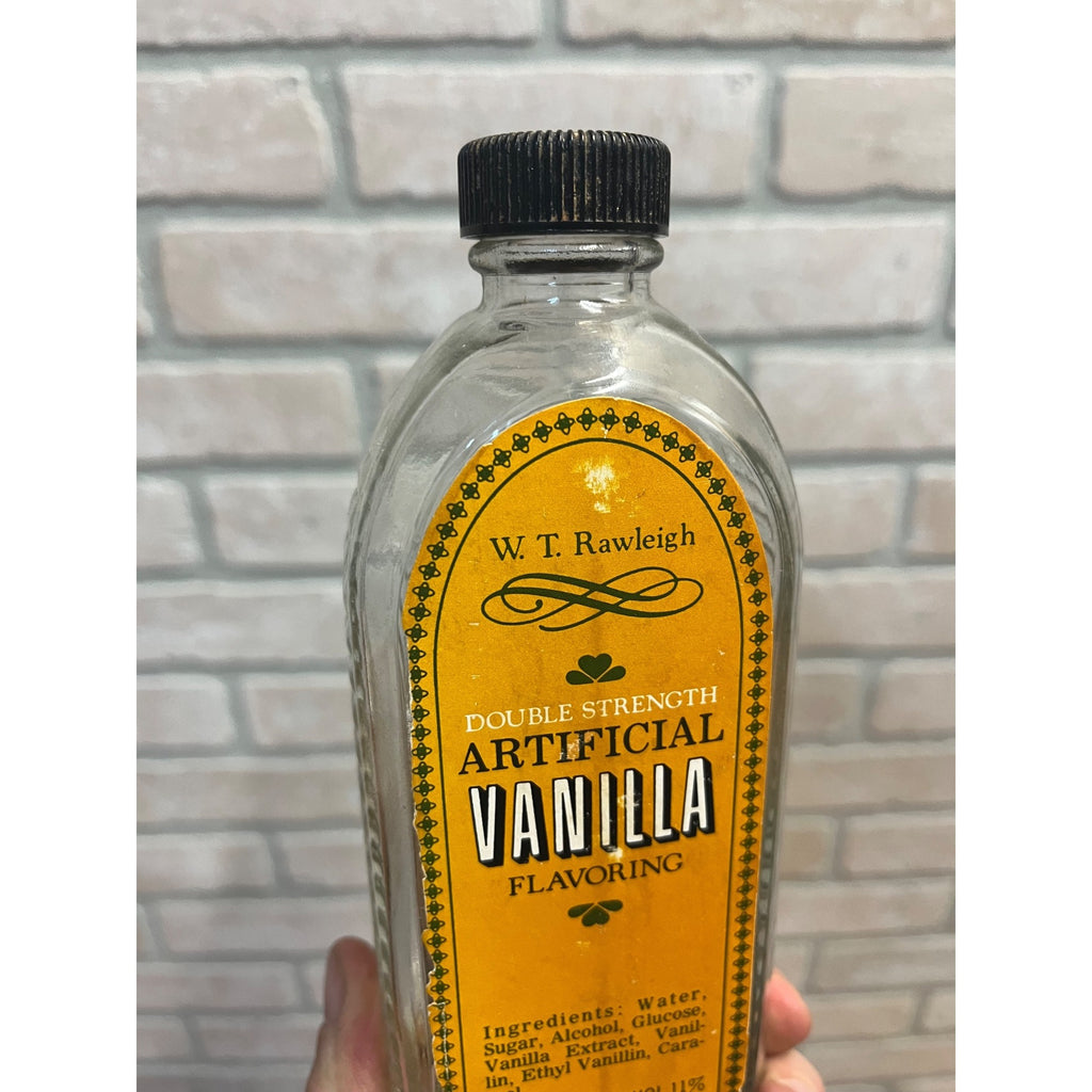 Vintage W. T. Rawleigh Artificial Vanilla Flavoring Glass Bottle Advertising EMPTY