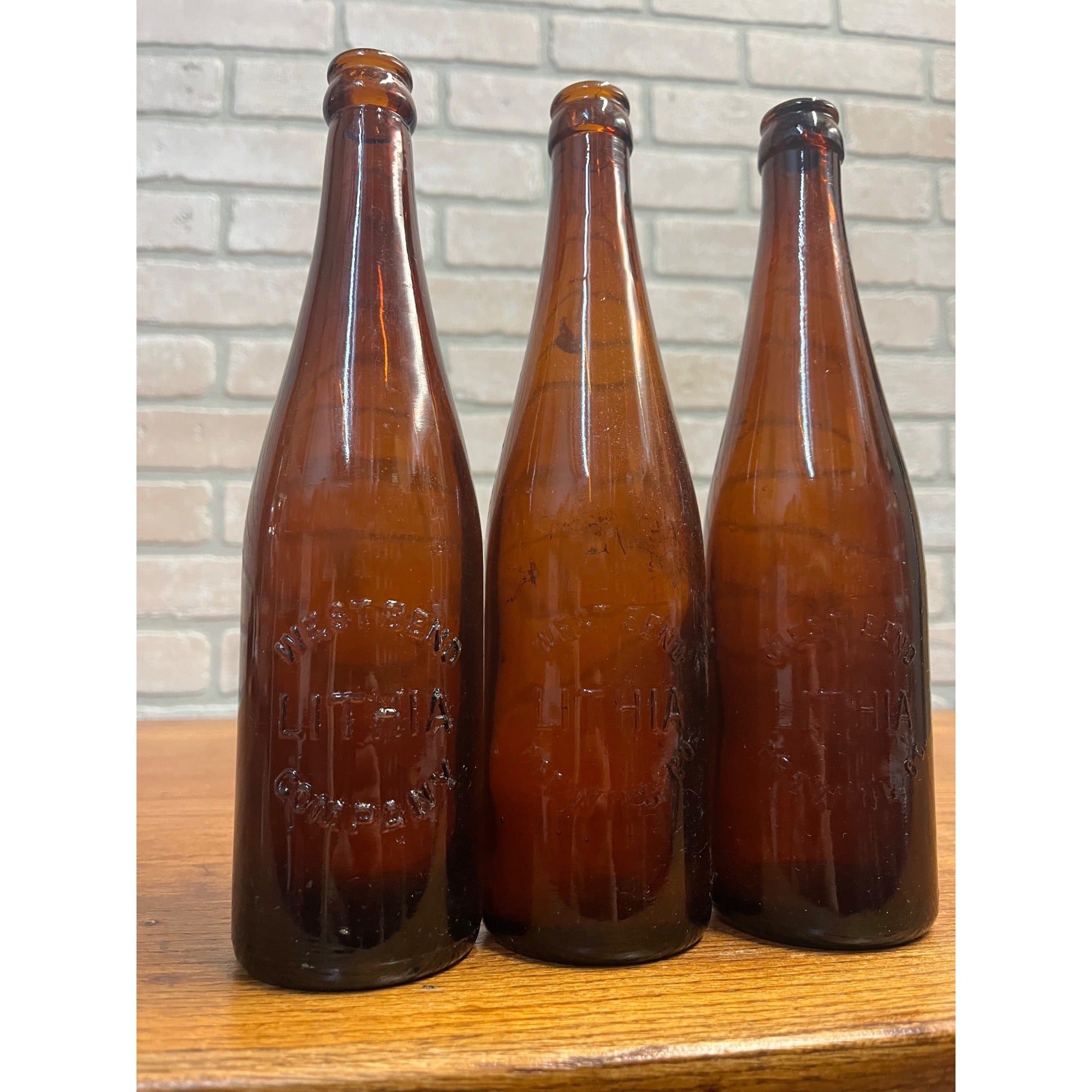 (3) Pre Prohibition West Bend Lithia Company Beer Bottle Wisconsin WI