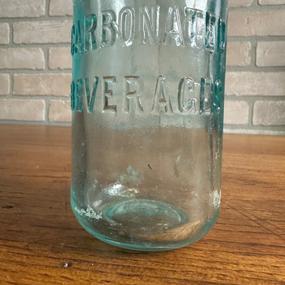 Early 1900s Hires Root Beer Embossed Aqua Soda Bottle Carbonated Beverages 10" Vintage