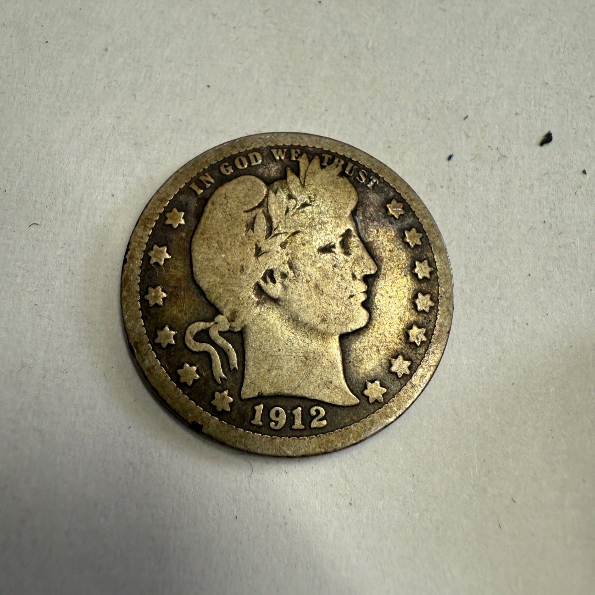 1912-P Barber Quarter US Mint 25 Cents Circulated Good