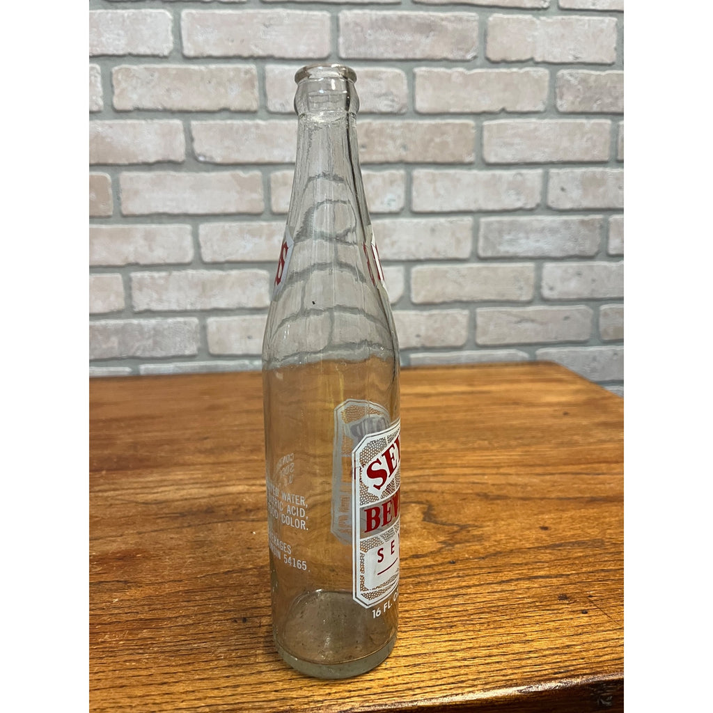 Vintage Seymour Beverages ACL 16oz Clear Glass Soda Bottle Wisconsin Wis WI