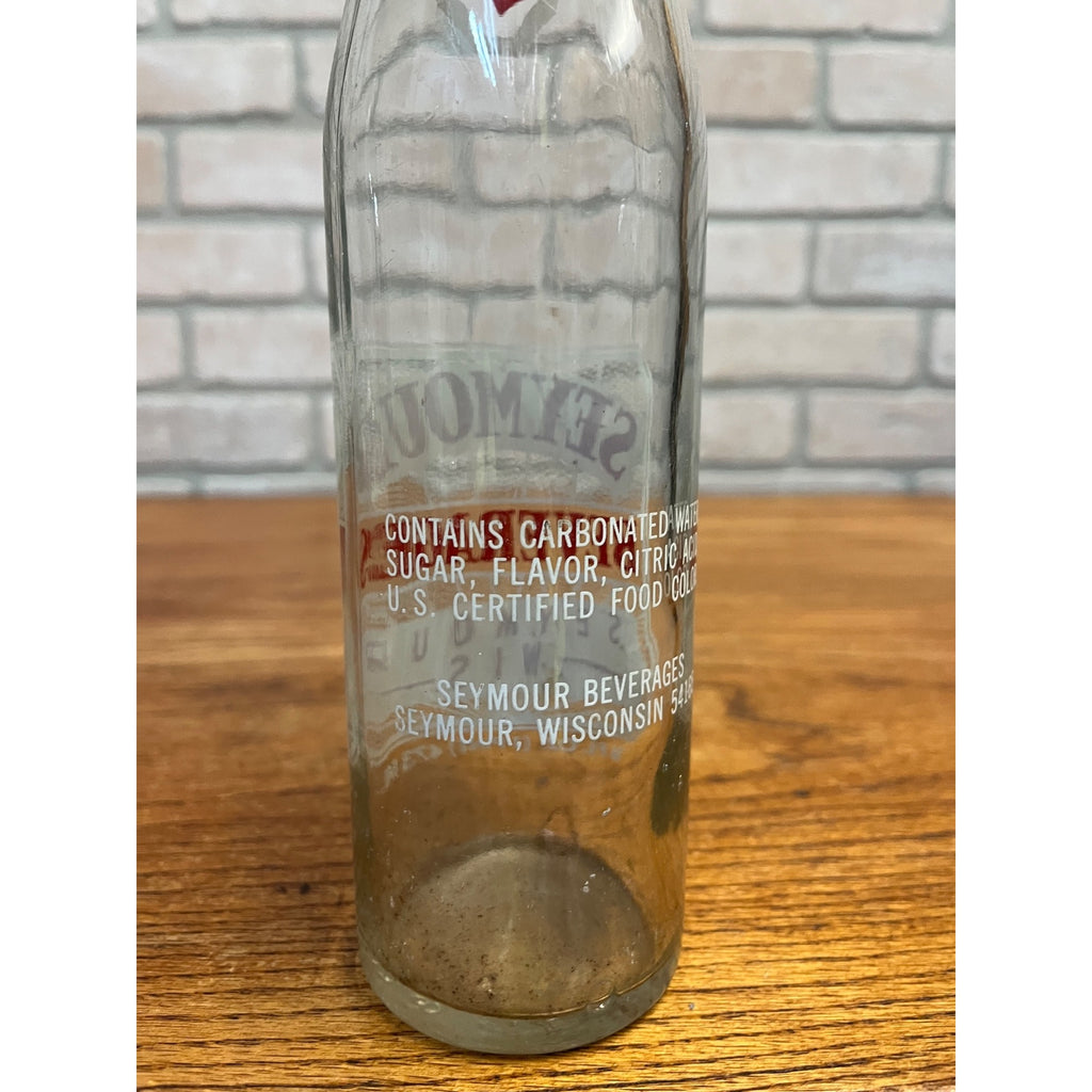 Vintage Seymour Beverages ACL 16oz Clear Glass Soda Bottle Wisconsin Wis WI