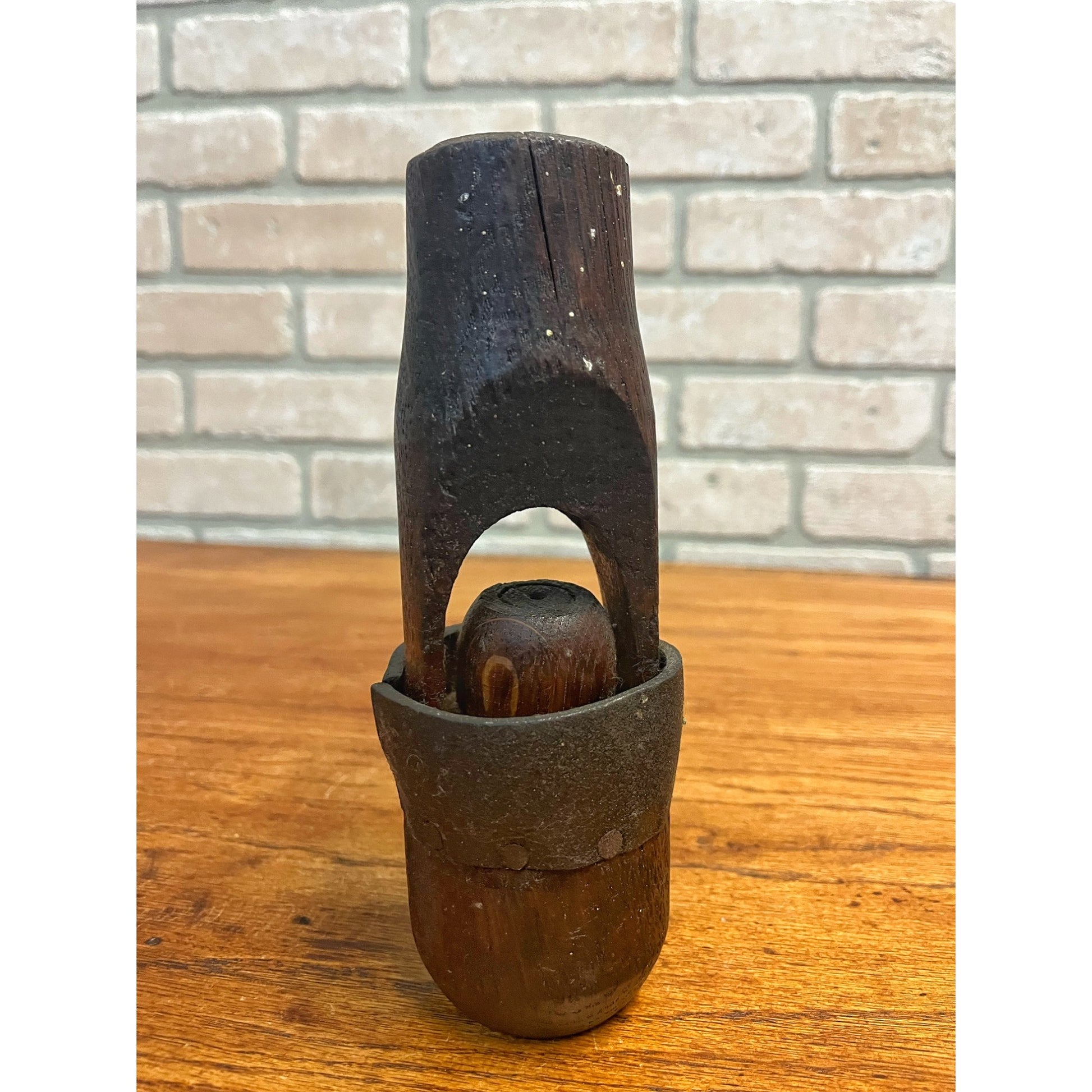 Rare Antique Primitive Well Water Hand Pump Wooden Check Valve Farm Wood Leather