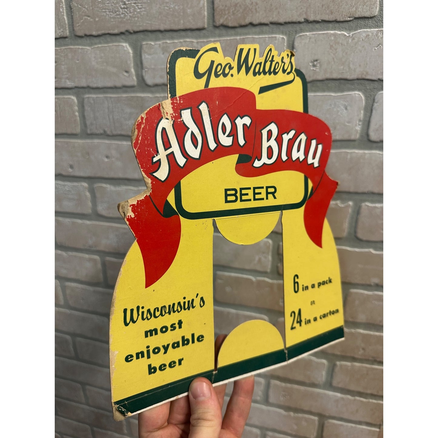 Vintage 1950s Geo Walter's Adler Brau Beer Can Advertising Sign Appleton WI