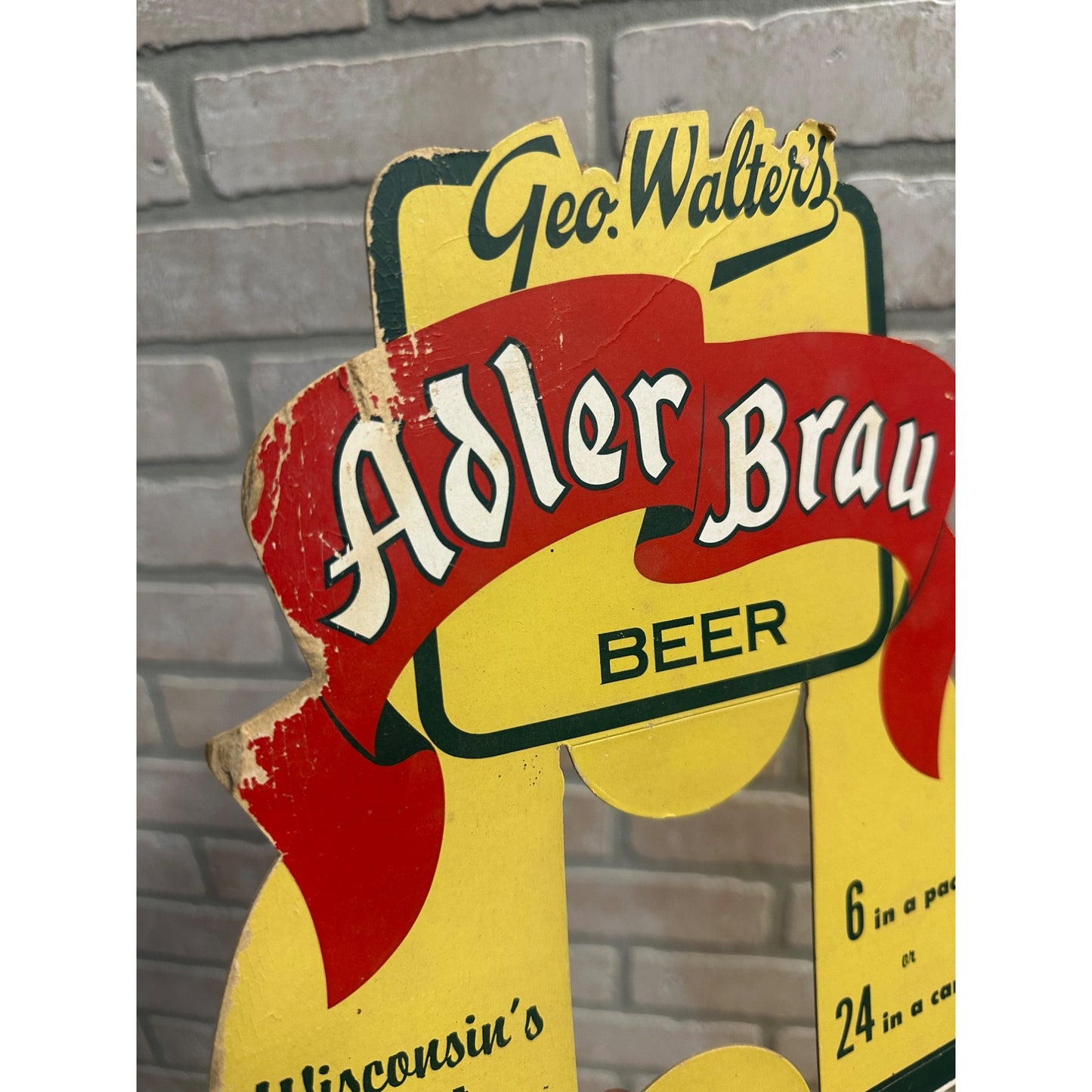 Vintage 1950s Geo Walter's Adler Brau Beer Can Advertising Sign Appleton WI