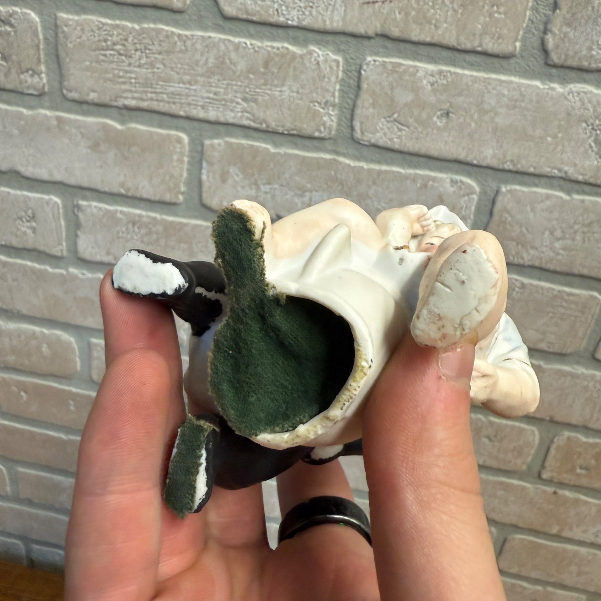 Antique Early 1900s "Potty Babies" Bisque German Figure on Chamber Pot