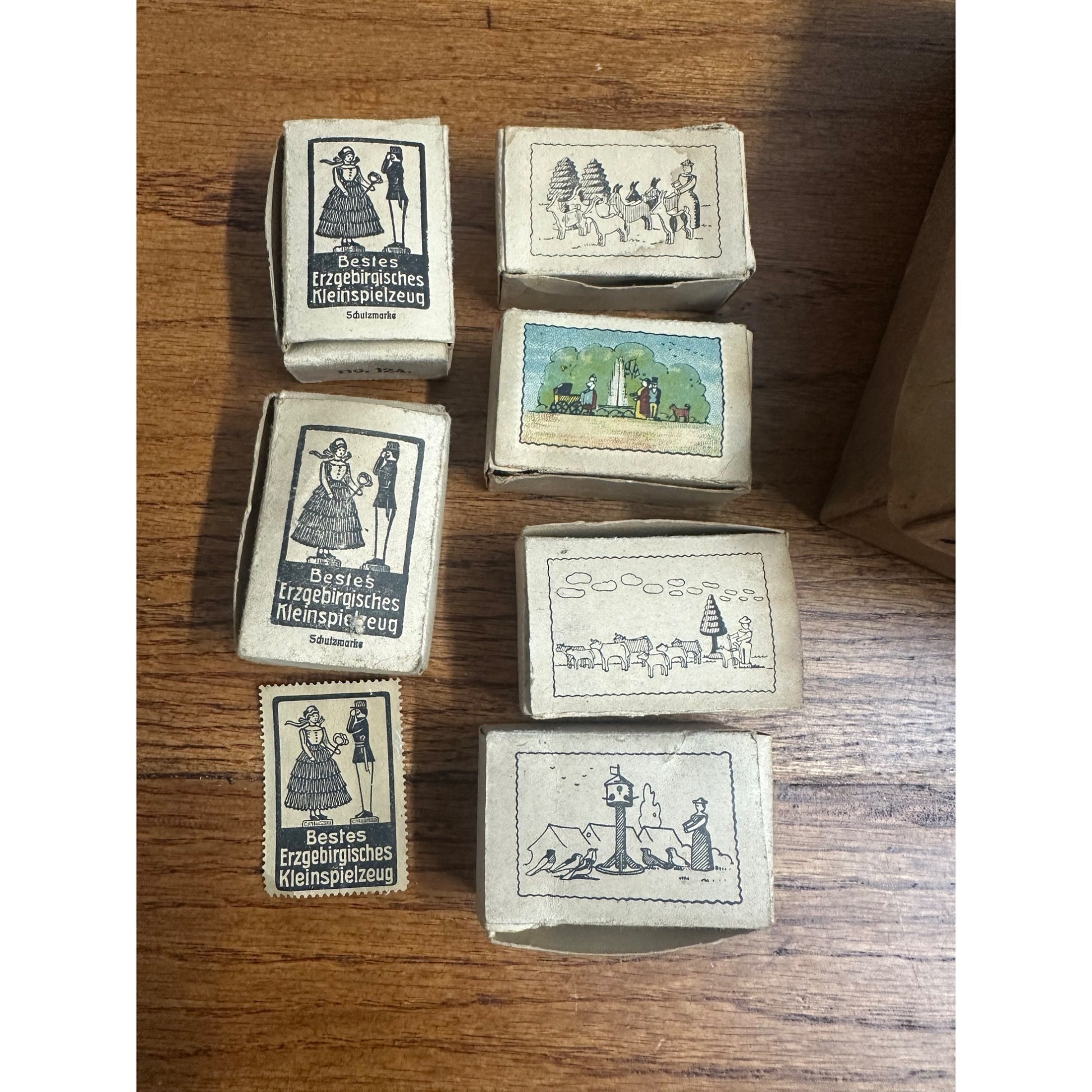 RARE Antique German Miniature Wood SAMPLE Toys Saxon Ore Mountains Erzgebirge