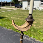Vintage Ram's Horn Brass Bridge Floor Lamp Library Reading  Light Fixture 1970s